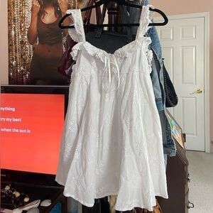 Sugar Thrillz (Dolls Kill) white eyelet lace up festival mini dress